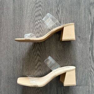 Wishbone Clear Leather Nude Heels